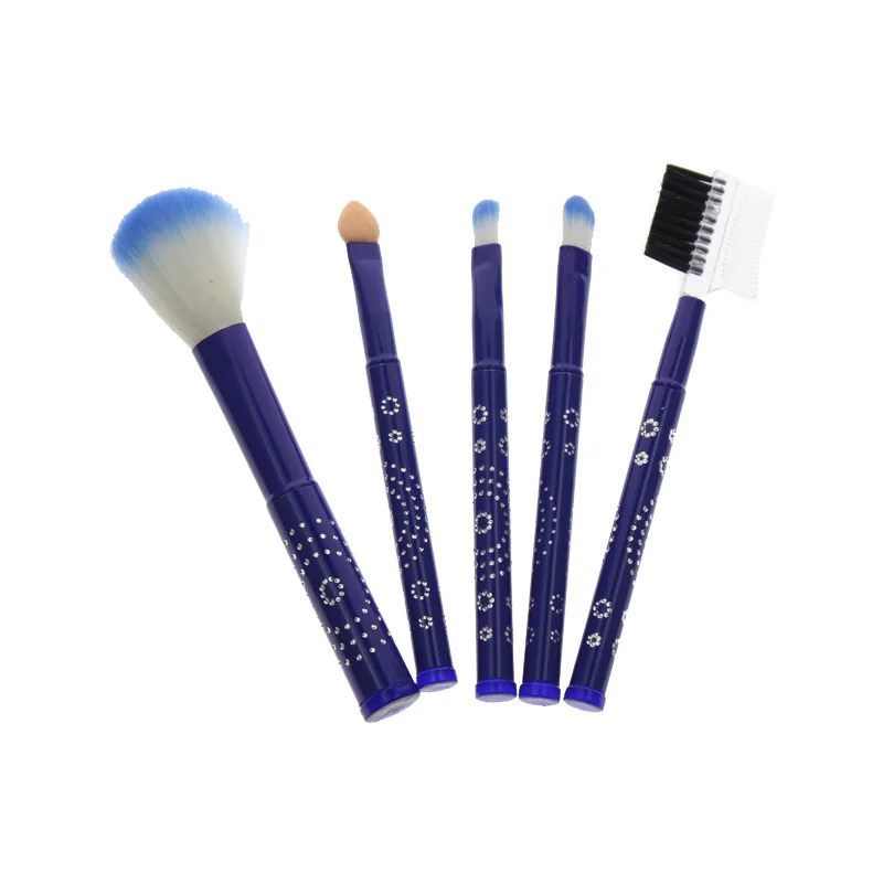 Blue Aluminum Handle Makeup Cosmetic Brush Tool Kit Set Include Eyebrow