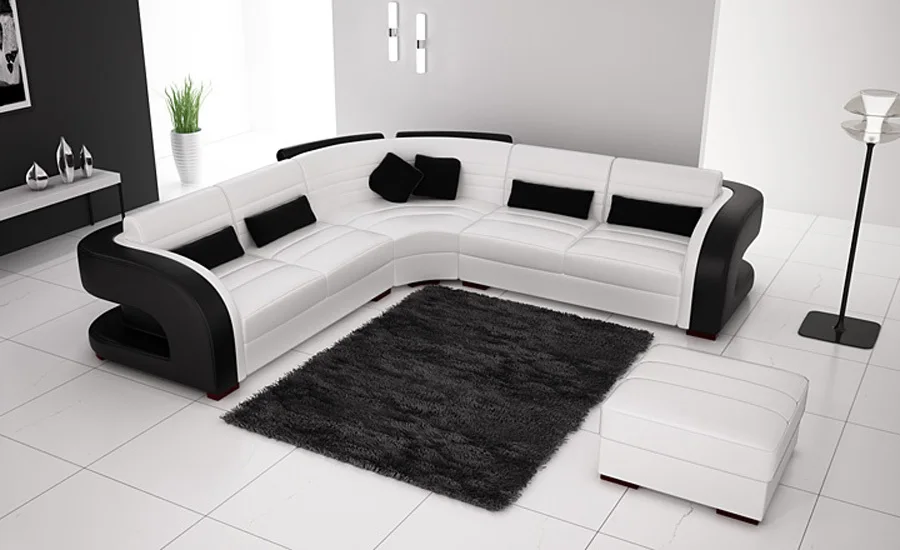 Free Shipping Classic Black And White Genuine Leather L Shaped Corner Sofas For Living Room Modern Leather L9122-3 Free Shipping Classic Black And White Genuine Leather L Shaped Corner Sofas For Living Room Modern Leather L9122-3