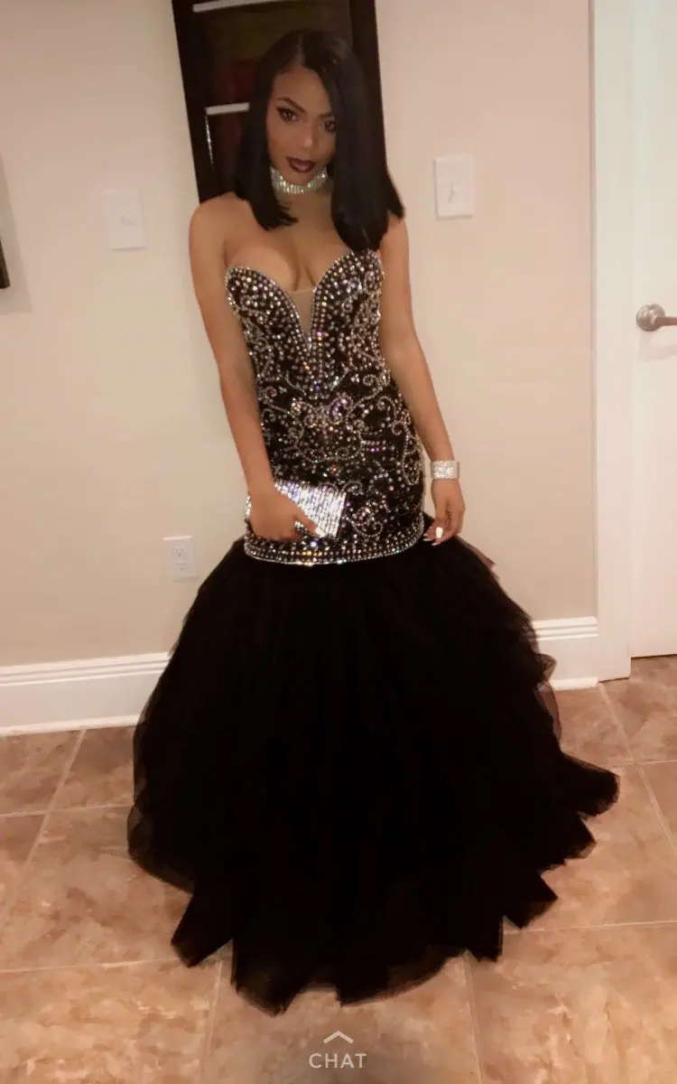 black and gold prom dress mermaid