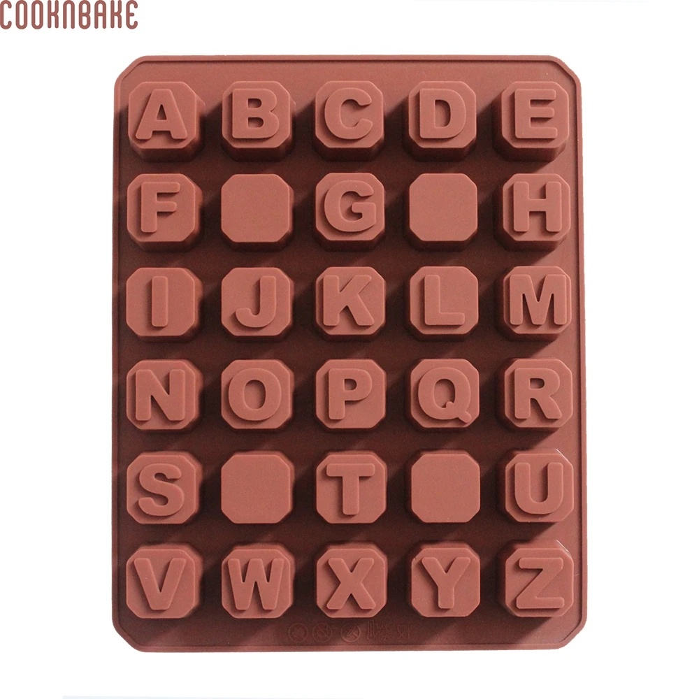 

COOKNBAKE DIY Creative Cake Decorating Tool DIY 26 Letters 4 Spaces Silicone Chocolate Mold Ice Tray Mold CDSM-224