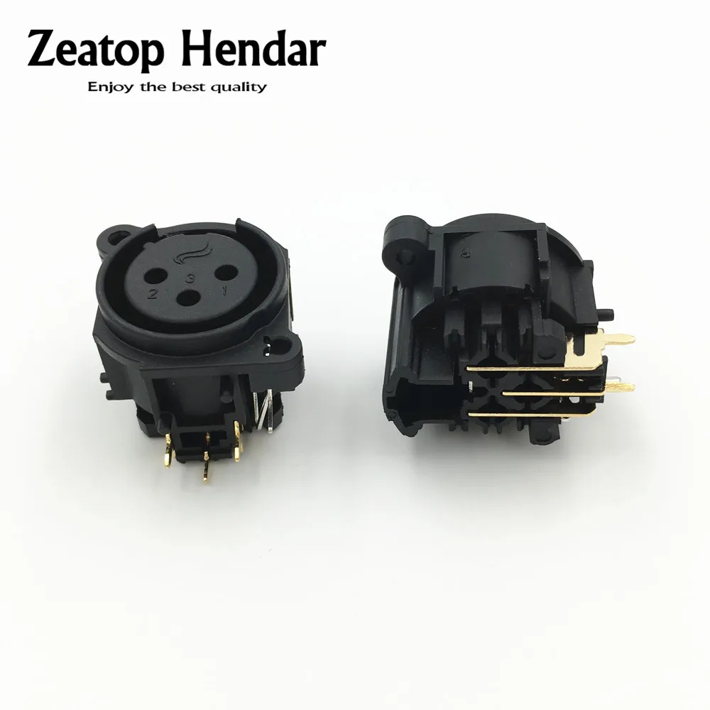 

2Pcs Gold XLR 3Pin Female Right Angle Chassis PCB Panel Socket Connector for Mic