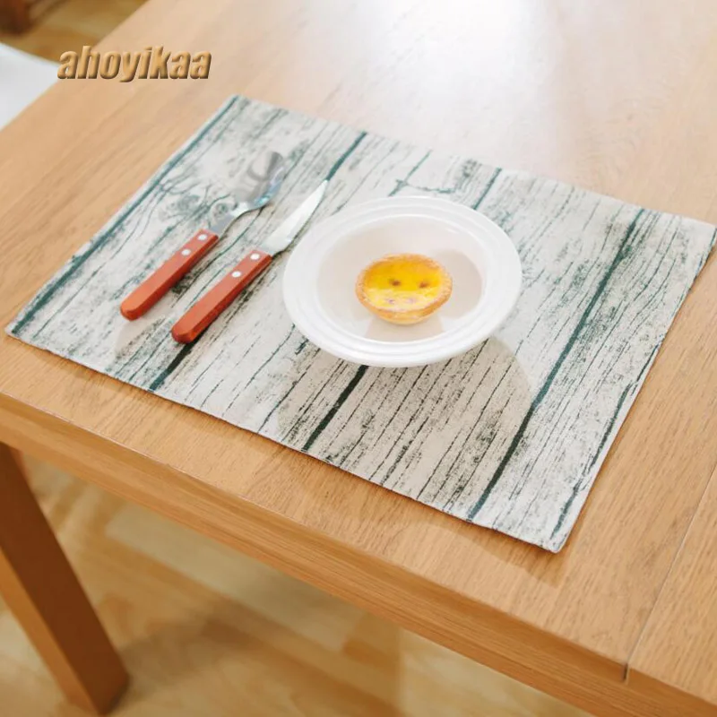 2 PCS/Lot 32*45cm Dining Tables Place Mats Wood Grain Creative