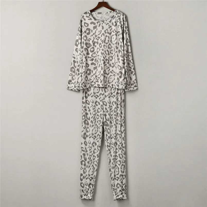 2Pcs Women Leopard Print Pants Sets Leisure Wear Lounge Wear Suit Sweet Homewear Conjuntos De Mujer #F#40DE03 (12)