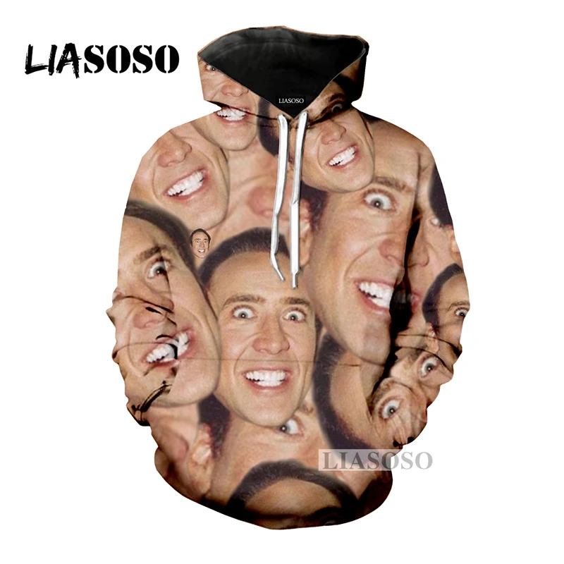 LIASOSO HOT Famous Actor Nicolas Cage Hoodie Sweatshirt 3D Print Unisex
