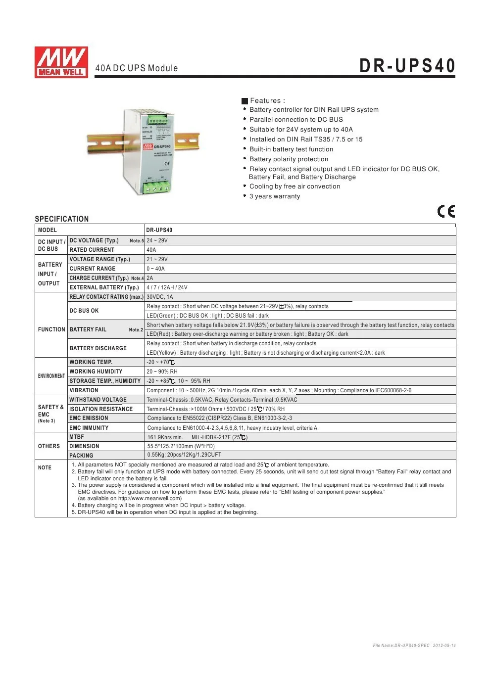 MEAN WELL оригинальный DR UPS40 24В 40А meanwell 21 29В 0 40а блок питания контроллер