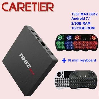 

T95 T95Z Max Android 7.1 TV Box Amlogic S912 Octa Core Bluetooth Smart Media Player 2GB/3GB RAM 16GB/32GB ROM I8 keyboard option