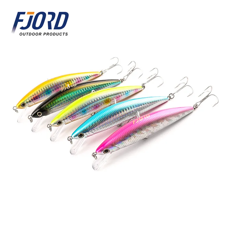 

FJORD Quality 5pcs/lot 125mm 40g Minnow Laser Hard Professional SwimBait Artificial Bait Equipped VMC Hooks Sinking Fishing Lure