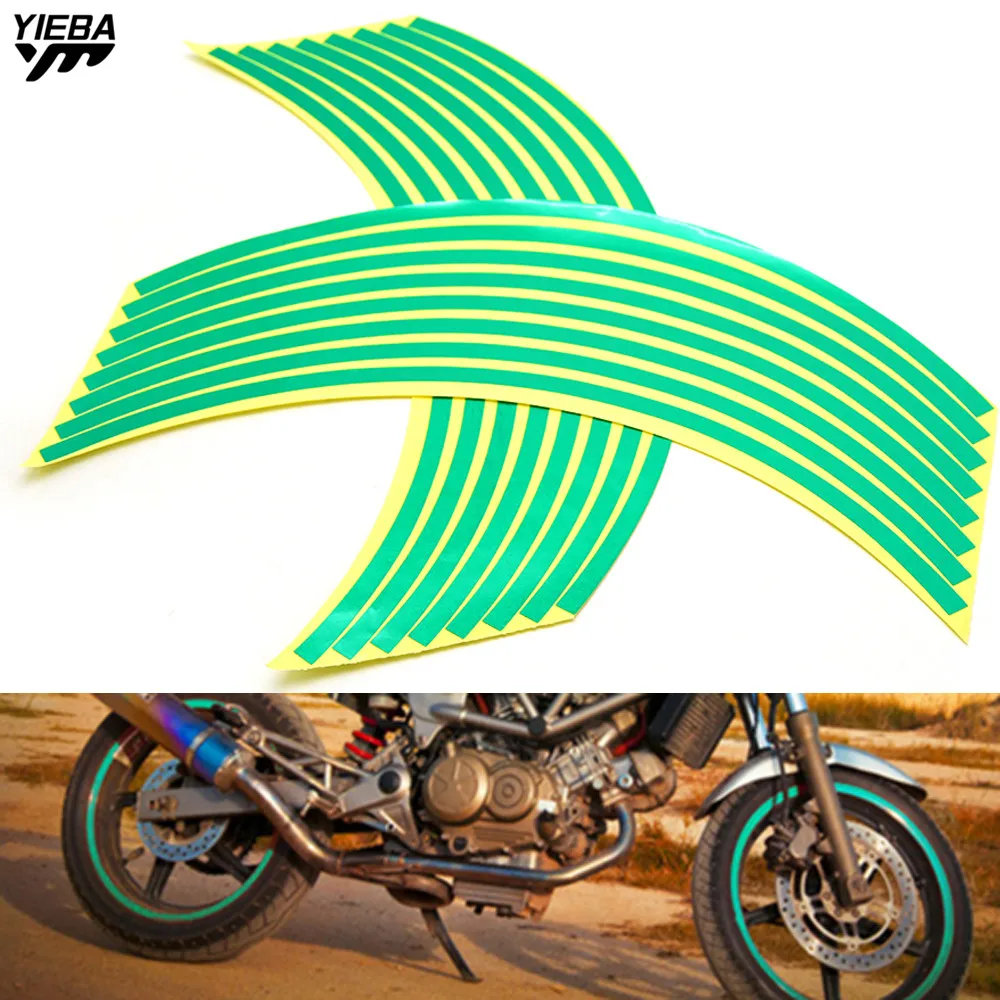 16 Strips Wheel Sticker Stripe Tape Bike Motorcycle Car 17 18inch For Kawasaki ER6F ER6N ER 6N 6F VERSYS 1000 ZZR600 BMW R1200RT
