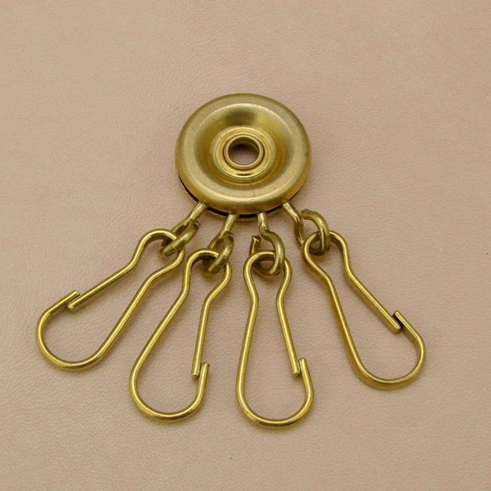 $11.4 solid brass material DIY leather craft wallet 4 key ring buckle set 5pcs/lot