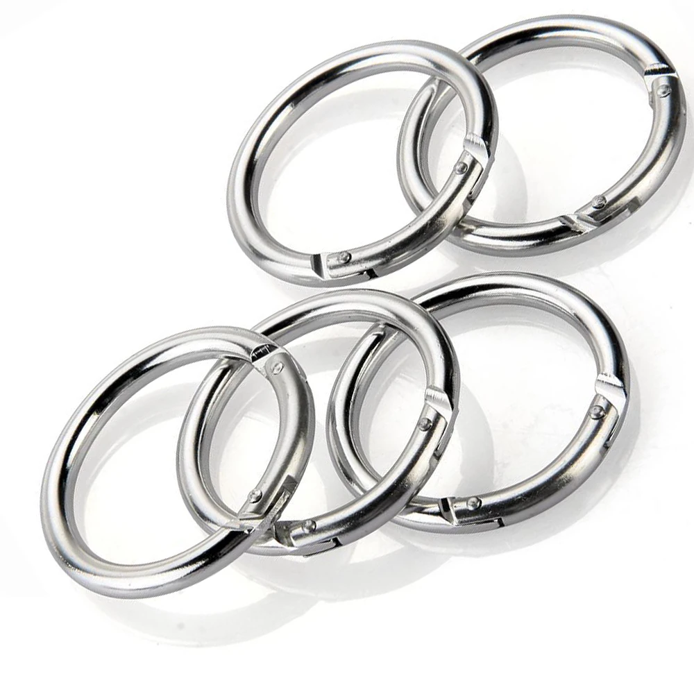 5pcs Silver Color Round Shape Buckle Alloy Circle Round Carabiner