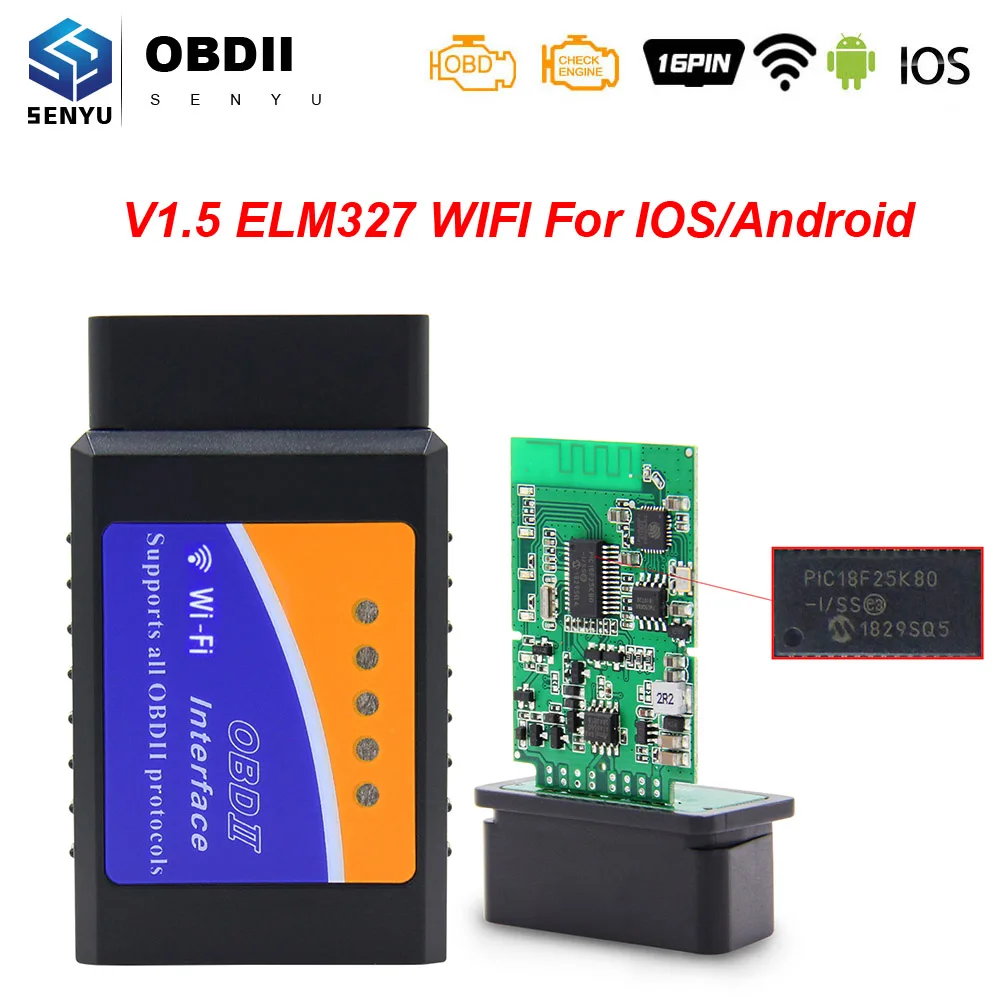 ELM 327 V1.5 WIFI для IOS Android ELM327 obd2 Bluetooth wifi сканер PIC18F25K80 OBD 2 OBD2 автомобильный