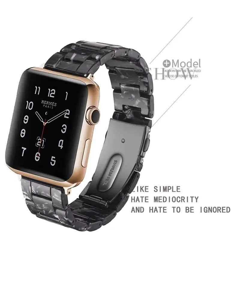 Ремешок из смолы для apple watch 44 мм 38 мм iwatch 42 мм 40 мм correa pulseira apple watch 5 4 3 2 ремешок из нержавеющей стали