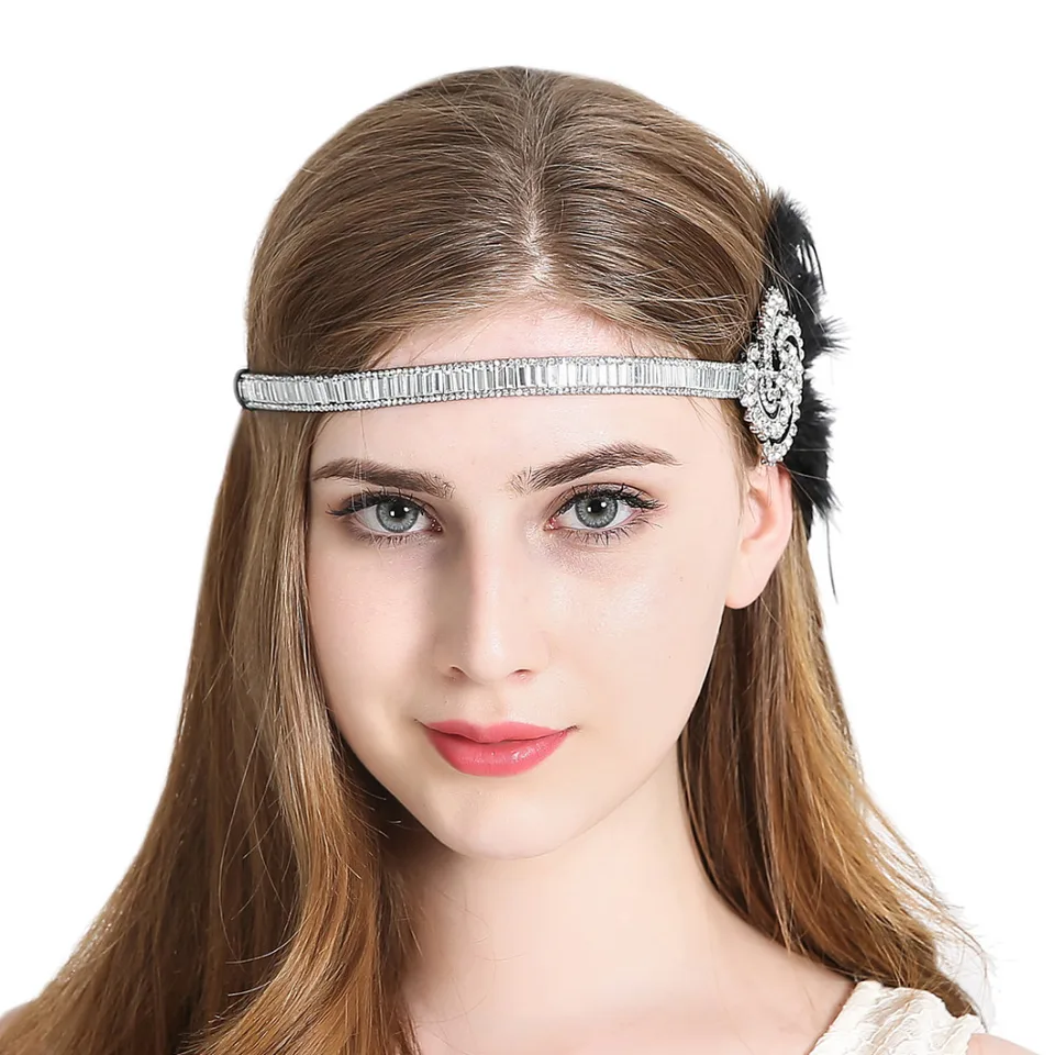 1920s Vintage Flapper Feather Headpiece Great Gatsby Headband