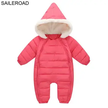 

SAILEROAD -10 Degree Wear Winter Baby Boys Girls Romper Winter Cotton Down Infant Kids One-Pieces Rompers Clothing 3-24Months