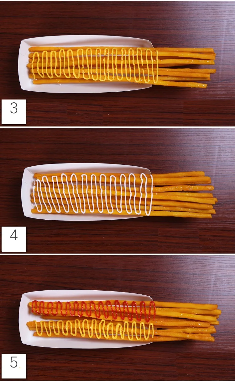 Японские тайваньские длинные модели картофеля фри ног длинные картофель фри дисплей искусственные продукты образцы имитации закуски