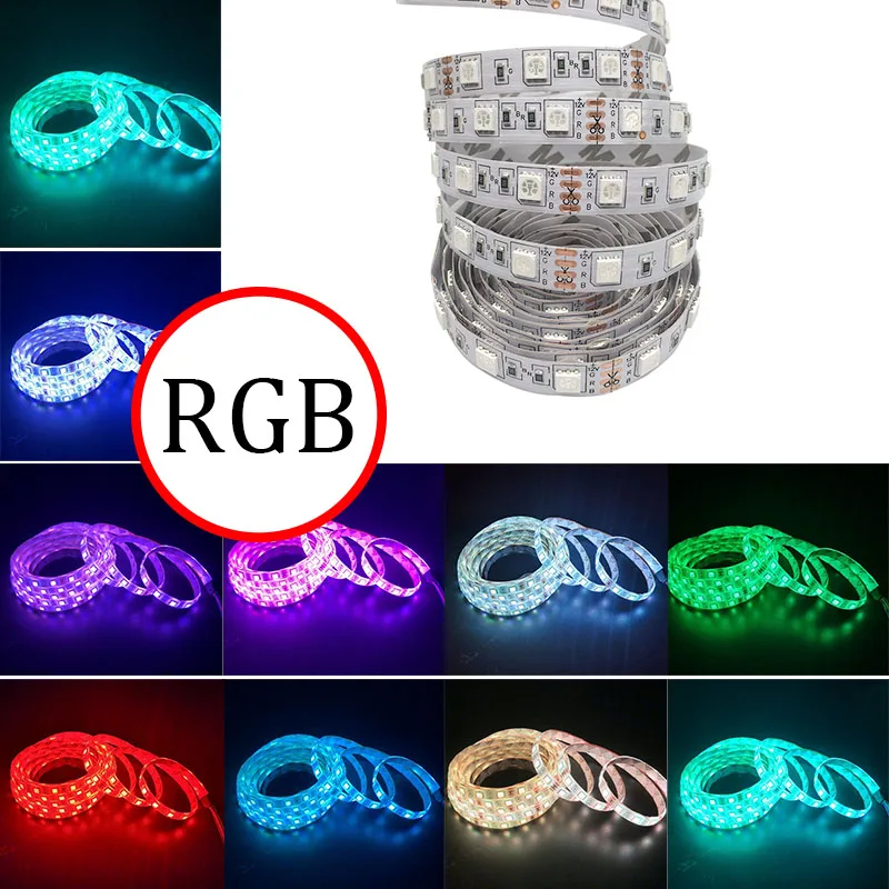 

5050 LED Strip Light DC12V 60LEDs/m 5m/Roll Flexible LED Light RGB 5050 LED Strip Tape Fita Waterproof Or Not-Waterproof