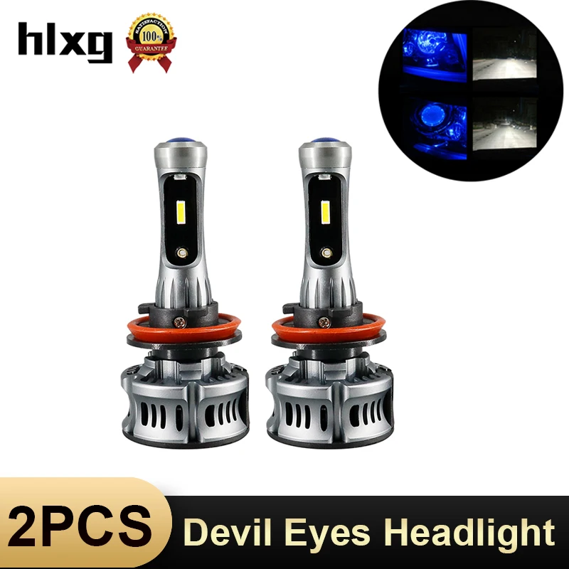 

HLXG H7 LED headlight Projector Lens CSP 9005 HB3 car lamp 9006 HB4 bulb Mini 12V 24V H8 LED H11 Fog Light Blue Devil Angel Eyes