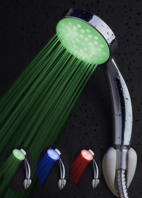 self power led hand shower R B G led shower head No need battery chrome