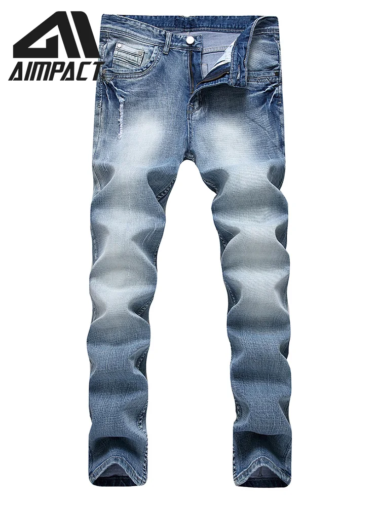 Aimpact мужские джинсы облегающие рваные джинсы Hi-Street Distressed джоггеры из денима хип-хоп моющийся рваные узкие брюки AM5304