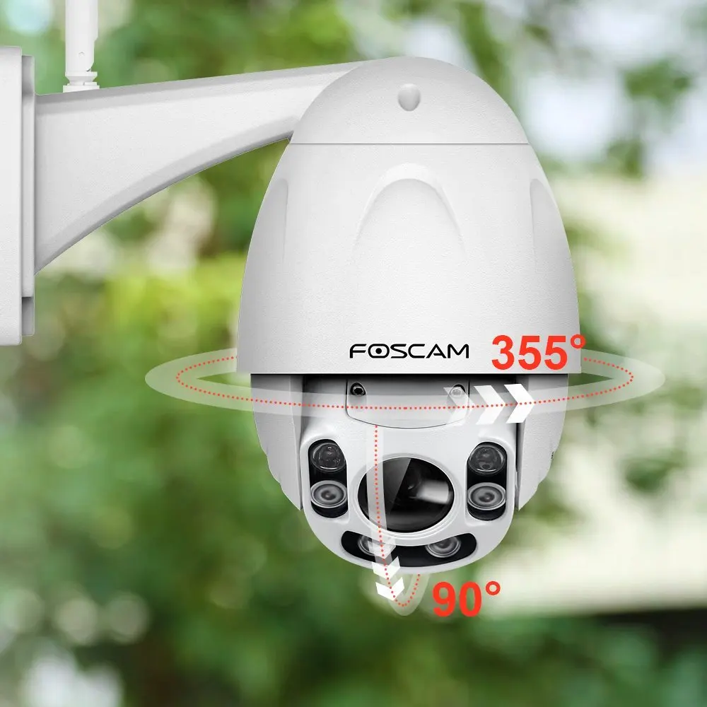 Наружная PTZ камера Foscam FI9928P с 4 кратным оптическим зумом HD 1080P Wi Fi беспроводная IP