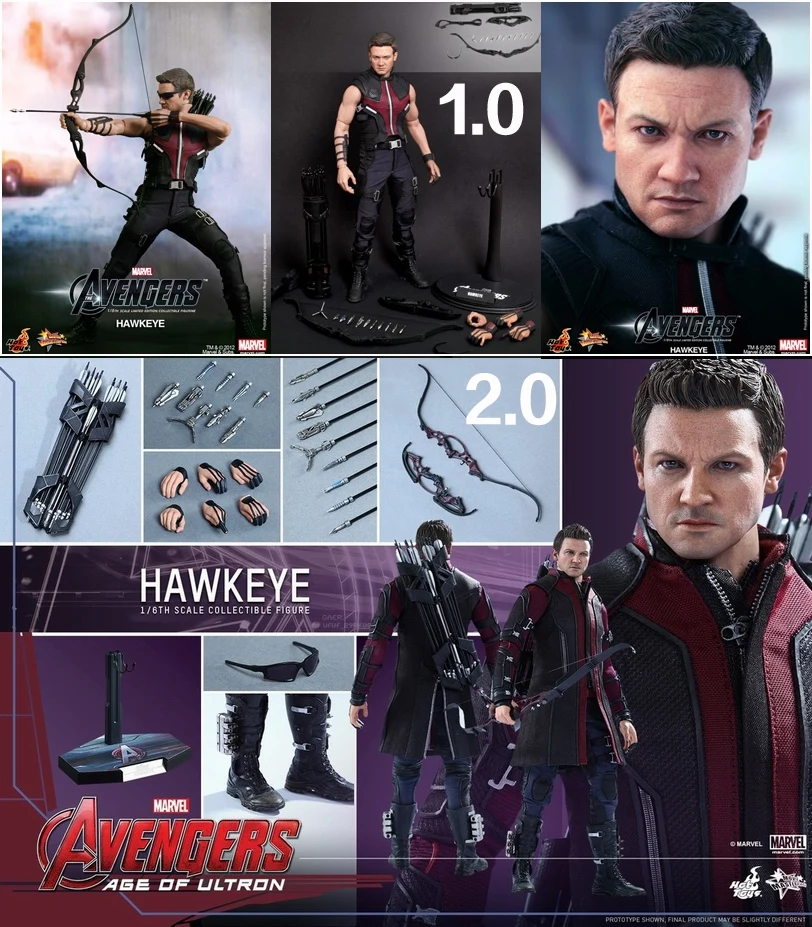 Горячие игрушки Мстители 2 Hawkeye эра Альтрона Железный человек 3: 1/6 масштаб Джереми Реннер набор коллекционных фигурок