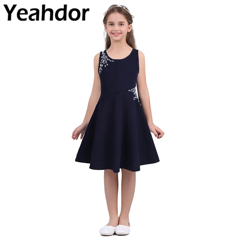 Flower Girls Dress Dazzling Rhinestones Princess Children Pageant Dress for Wedding Party Casual Summer Girls Dress filles robes