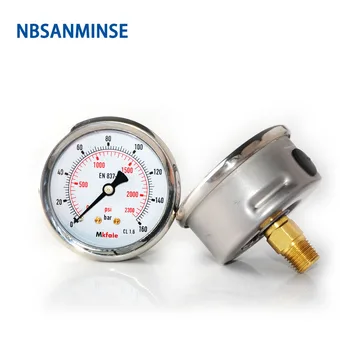 

NBSANMINSE Instruments Stainless Steel Gauge SM1SP63B 63mm 2.5inch 1/4 NPT Back Manometer Liquid Hydraulic Oil Pressure Gauge