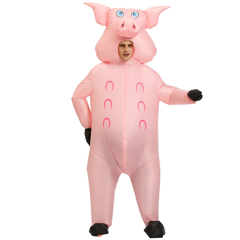 Розовая свинья маскарадное Платье Аниме Косплей Надувной розовый свинья костюм карнавал Хэллоуин костюмы для взрослых женщин мужчин животных Косплей