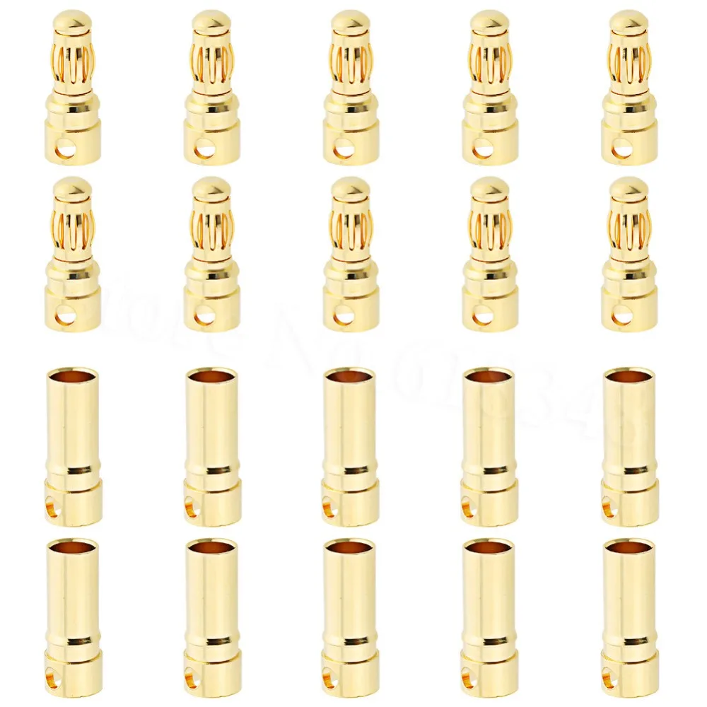 

10Set/Lot Female Male 3.5mm Gold Bullet Banana Connectors RC ESC LIPO Battery Device Electric Motor Wire Parts
