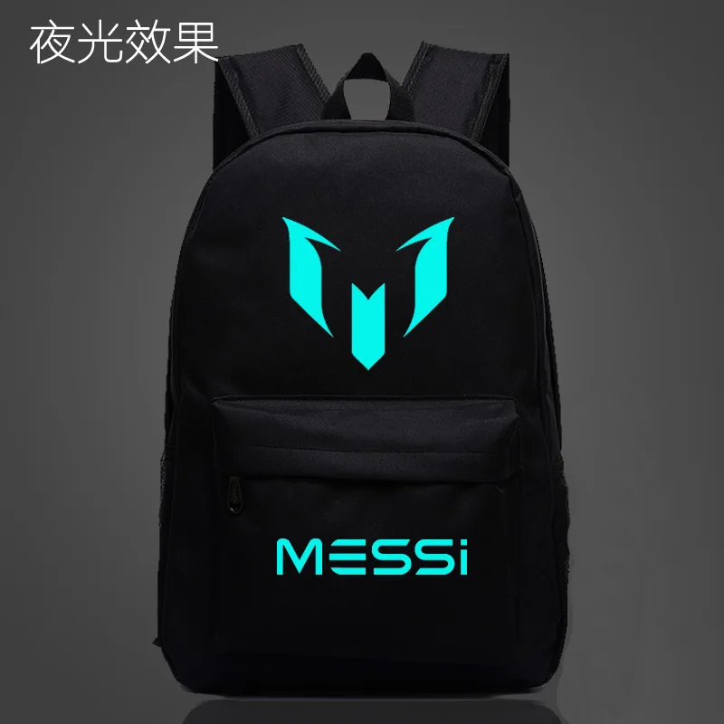 Messi Printed Black Luminous font b Backpack b font Shoulders Bag font b Laptop b font