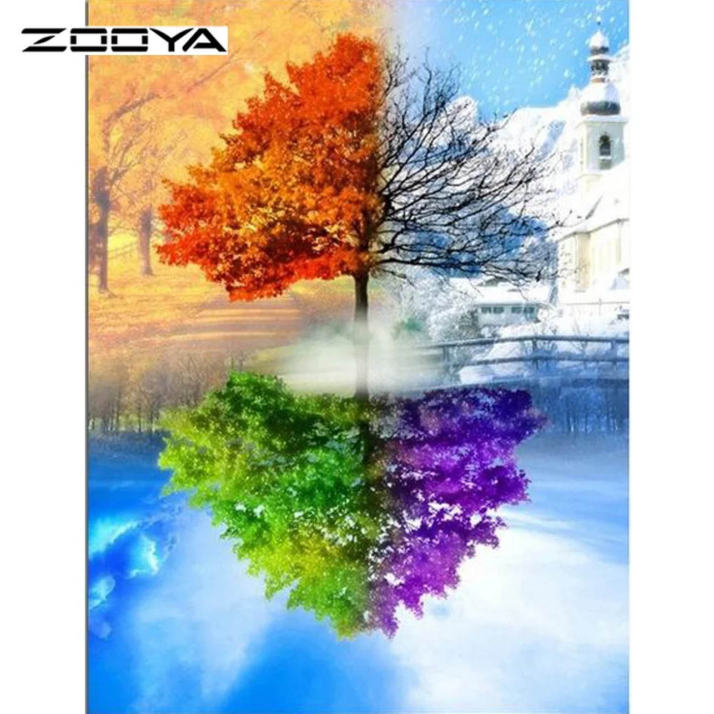 

The Four Seasons Trees DIY Diamond Painting Cross Stitch Needlework Mosaic Diamond Embroidery Four Season Pattern Hobbies F911