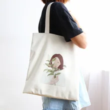 Мультяшные холщовые сумки на плечо Экологичная большая сумка для покупок Tote повседневная женская сумка для девочек