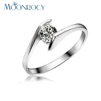 Moonrocy, Оптовые продажи, фианит Австрийские хрустальные кольца серебряного цвета обручальное кольцо для женщин подарок