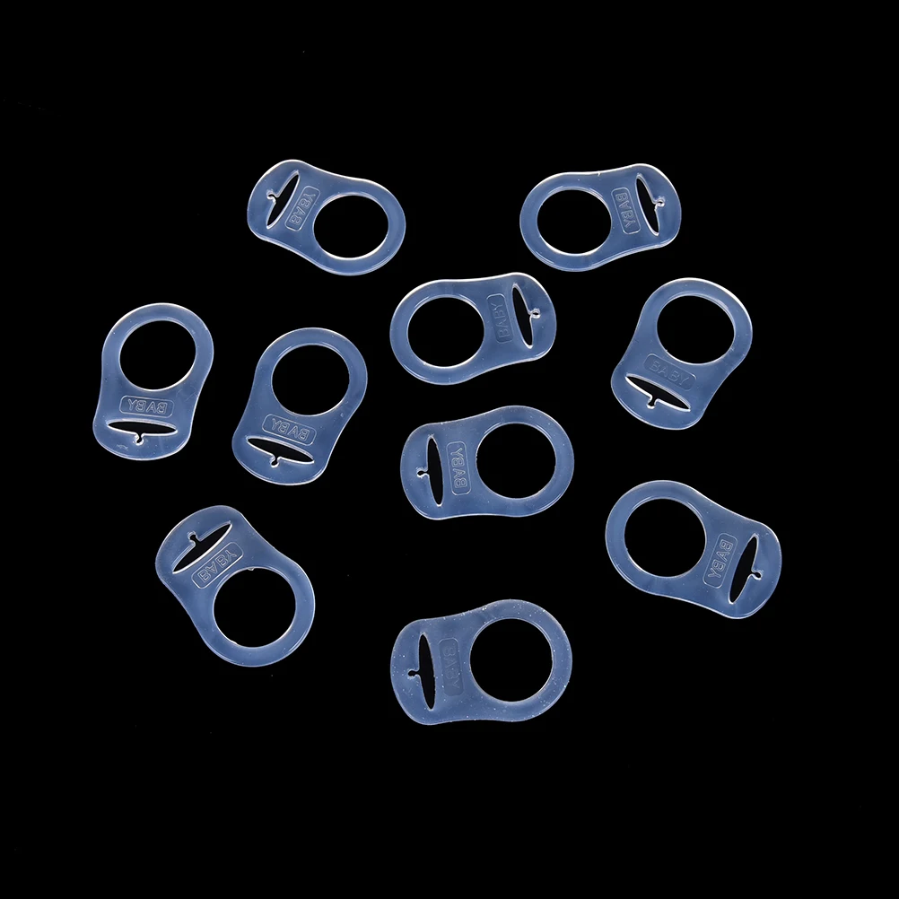 10 White Transparent Silicone MAM Ring Button Style Dummy Pacifier Clip Adapters