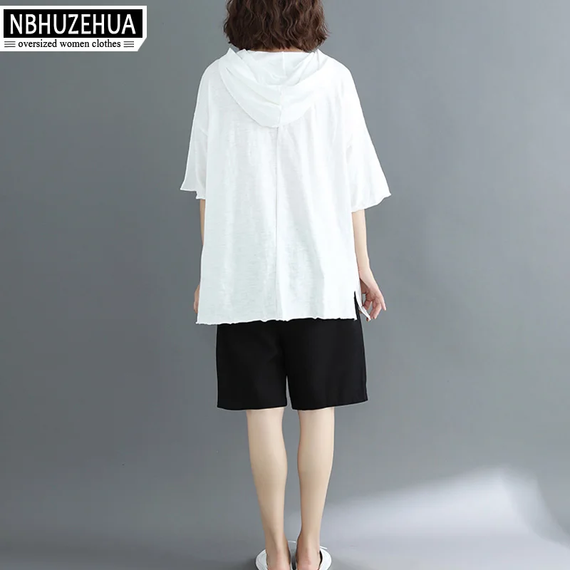 NBHUZEHUA/2019 летние уличные футболки для женщин с капюшоном и принтом собаки из