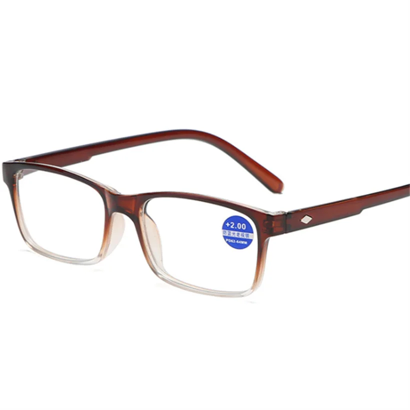 XeroX анти-синий светильник очки для чтения для женщин и мужчин Модные прямоугольные солнцезащитные очки против усталости по рецепту очки для дальнозоркости+ 1,5 - Цвет оправы: Коричневый