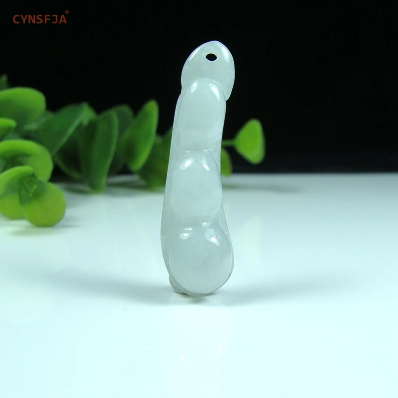 

Certified Natural A Grade Burmese Jadeite Emerald Lucky Peace Bean Jade Pendant Hand-carved High Quality Wonderful Birthday Gift