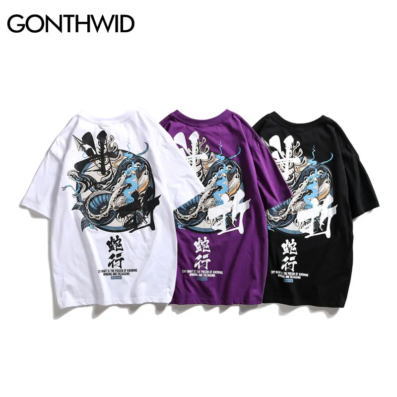 GONTHWID, летние футболки Harajuku с принтом питона, уличная одежда для мужчин и женщин, хип-хоп стиль, повседневные футболки с коротким рукавом, модные мужские футболки
