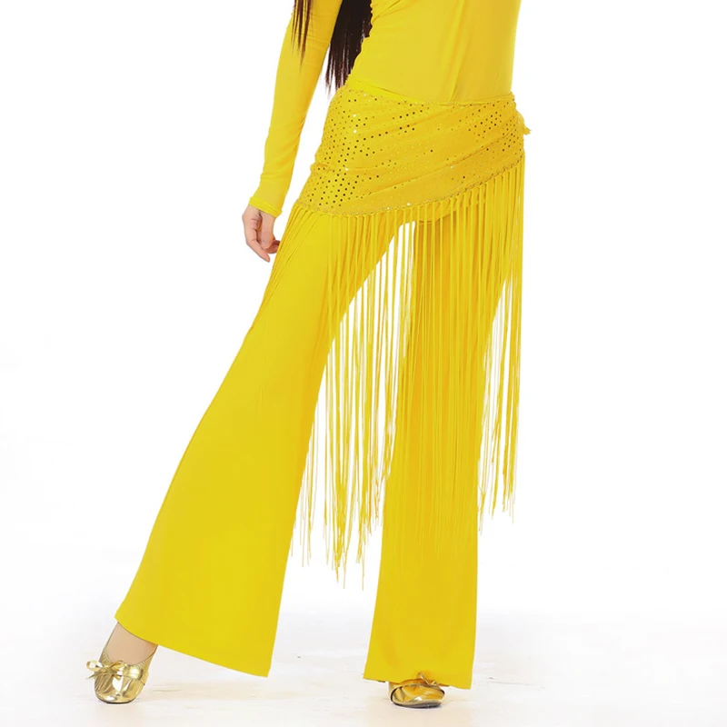 belly dance belt 10 Colors available Practice Clothes Accessories Hip Scarf Long Tassel Triangle Belt Sequins 