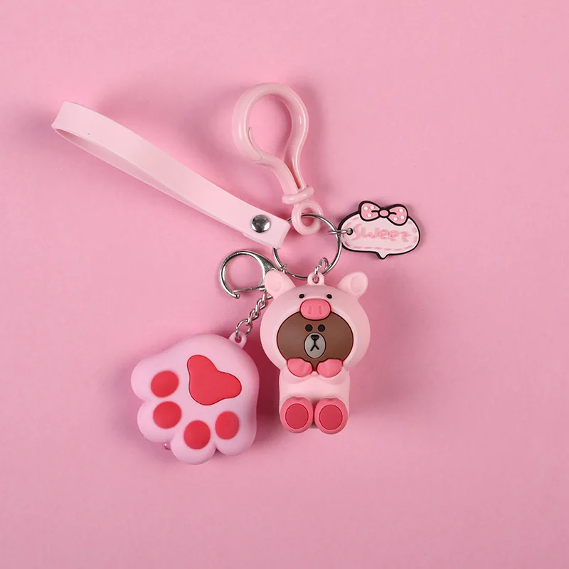 

Cute Cartoon Dinosaur Pig Chicken Cosplay Brown Bear Doll Keychain Pendant for Women Bag Charms Decoration Car Key Rings
