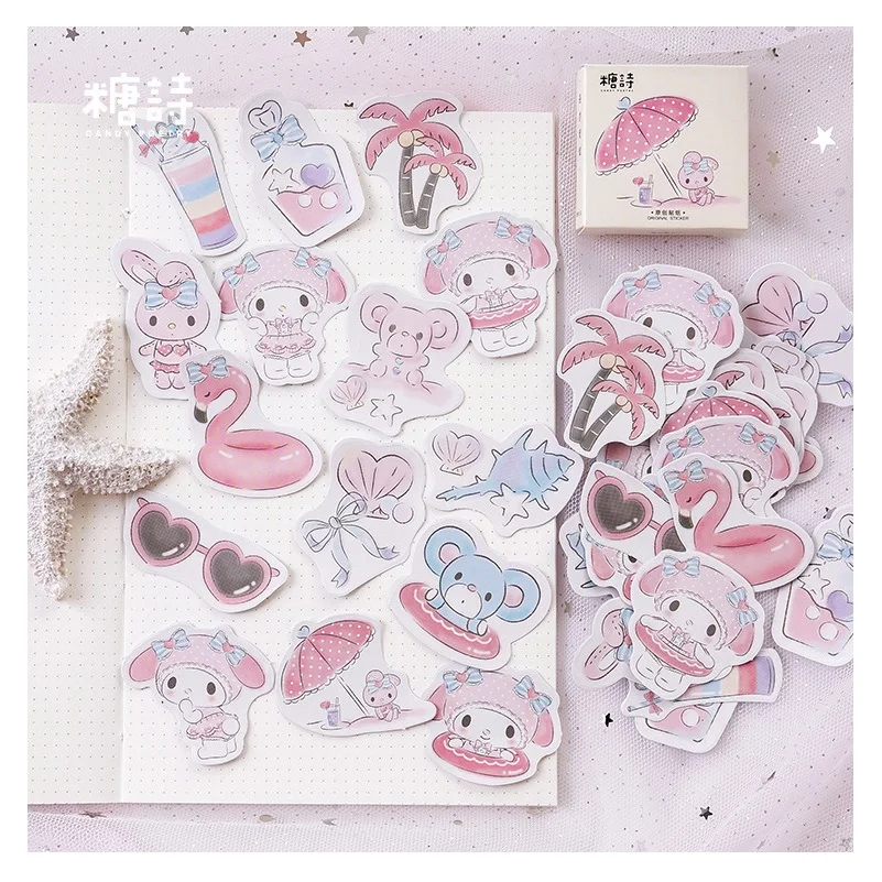 

45 Pcs/Set Kawaii Rabbit Seaside Vacation Decorative Mobile Sticker Scrapbooking DIY Craft Stickers
