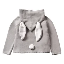 Хлопковый пуловер с объемным кроликом; детский вязаный свитер; От 1 до 5 лет; Теплые Топы; сезон осень-зима; Детские свитера для маленьких мальчиков и девочек