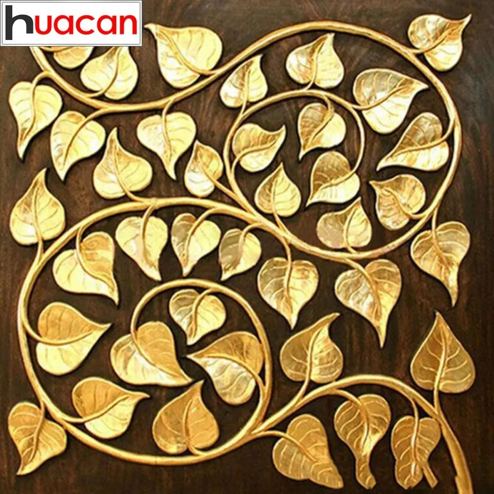 

HUACAN Diamond Mosaic Leaf Diamond Painting Decor Home Diamond Embroidery Cross Stitch Picture Of Rhinestones Wall Stickers