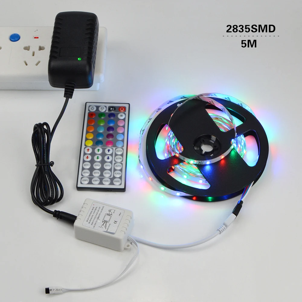 Светодиодная лента RGB 12 В постоянного тока 5050 2835 SMD 5 м 10 Гибкая Диодная 44 клавиши