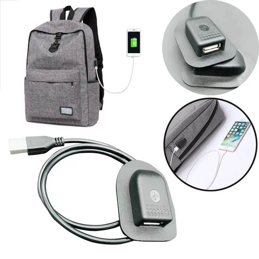 

2018 New Black Backpack External USB Charging Interface Adapter Charging Cable M13
