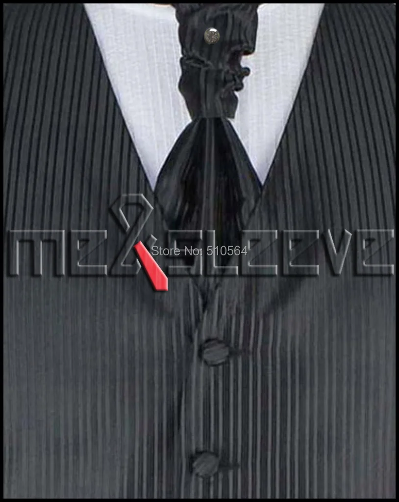 Мужской жилет с одной грудью, жилет в серебряную и черную полоску(жилет+ галстук-бабочка+ носовой платок+ запонки