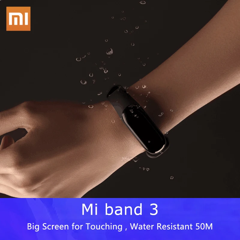 Xiao mi mi Band 3 фитнес-трекер Водонепроницаемый пульсометр OLED дисплей тачпад смарт-браслет для Android IOS