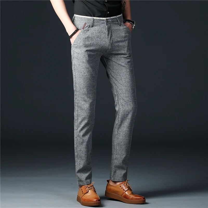 New 2018 Mens Clothes Grey Men Pants Work Business Casual Pants Men