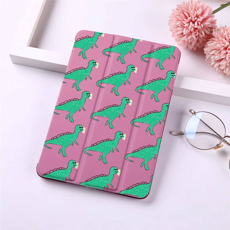 

Dinosaur Printed Case For Apple iPad 2 3 4 2017 2018 9.7" PU Leather Stand Cover Frosted Back Case For iPad auto sleep & wake
