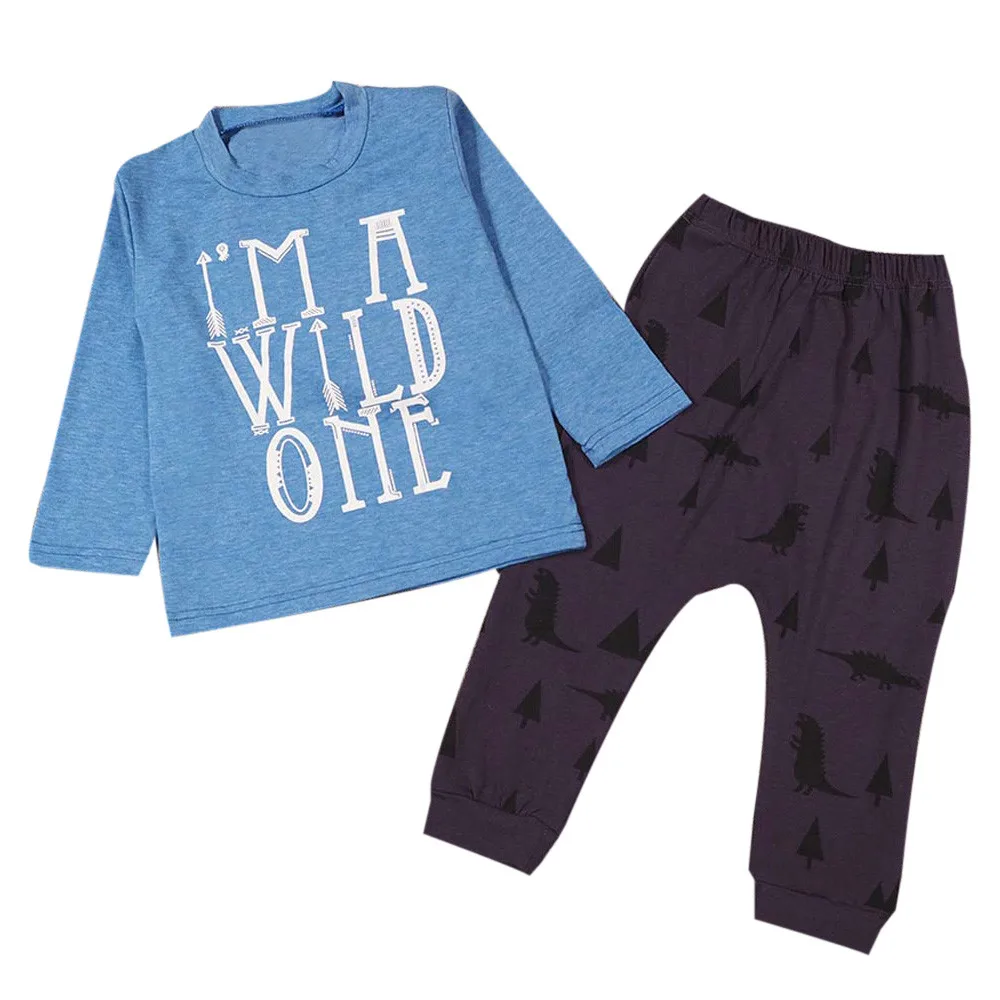 

Outerwear Printed Thick Princess Warm 1Set Infant Baby Boys Girls Letter Print T-shirt Tops+Pants Outfits Clothes Blue 24M 2T 2Y